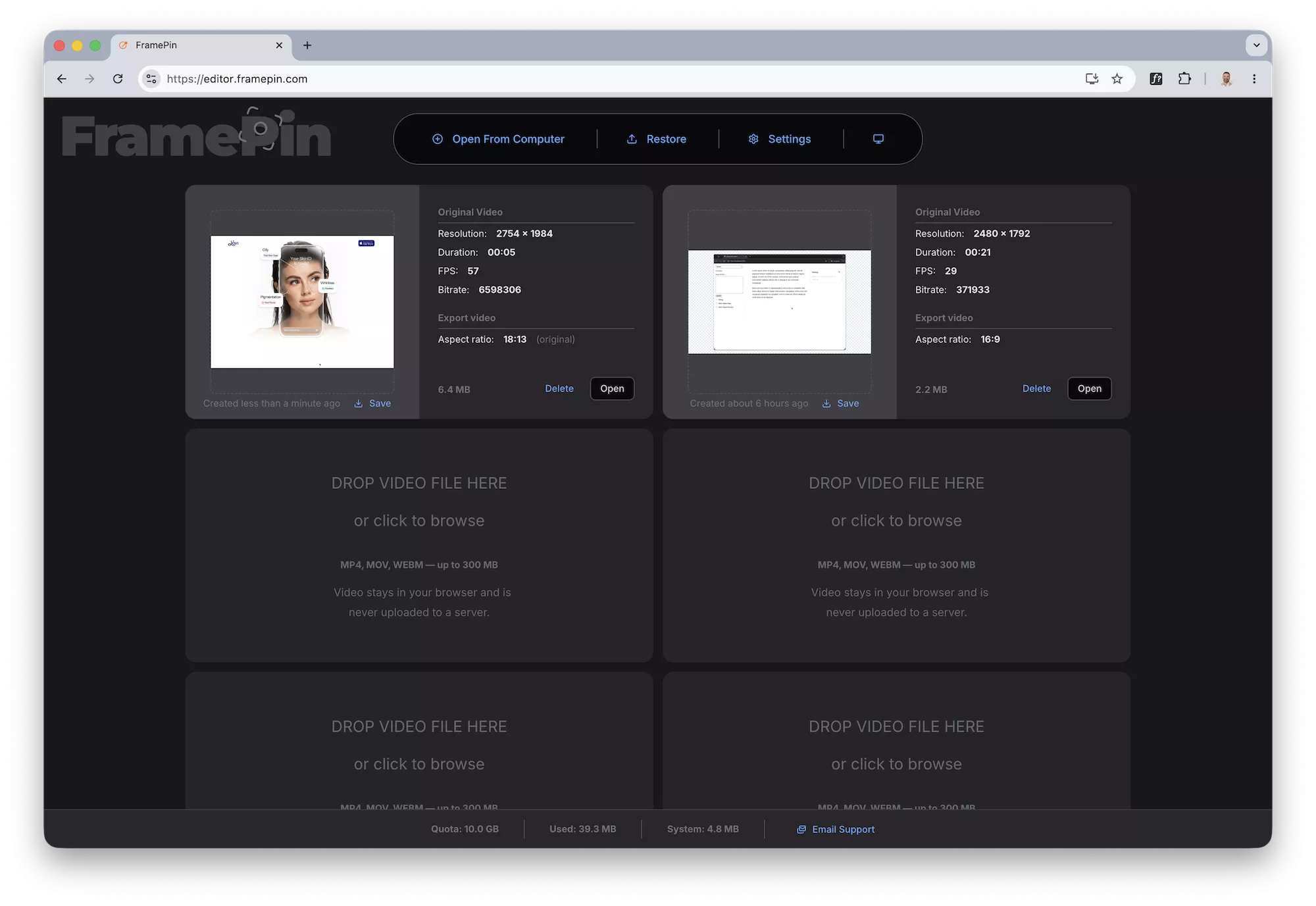 FramePin Editor - upload file