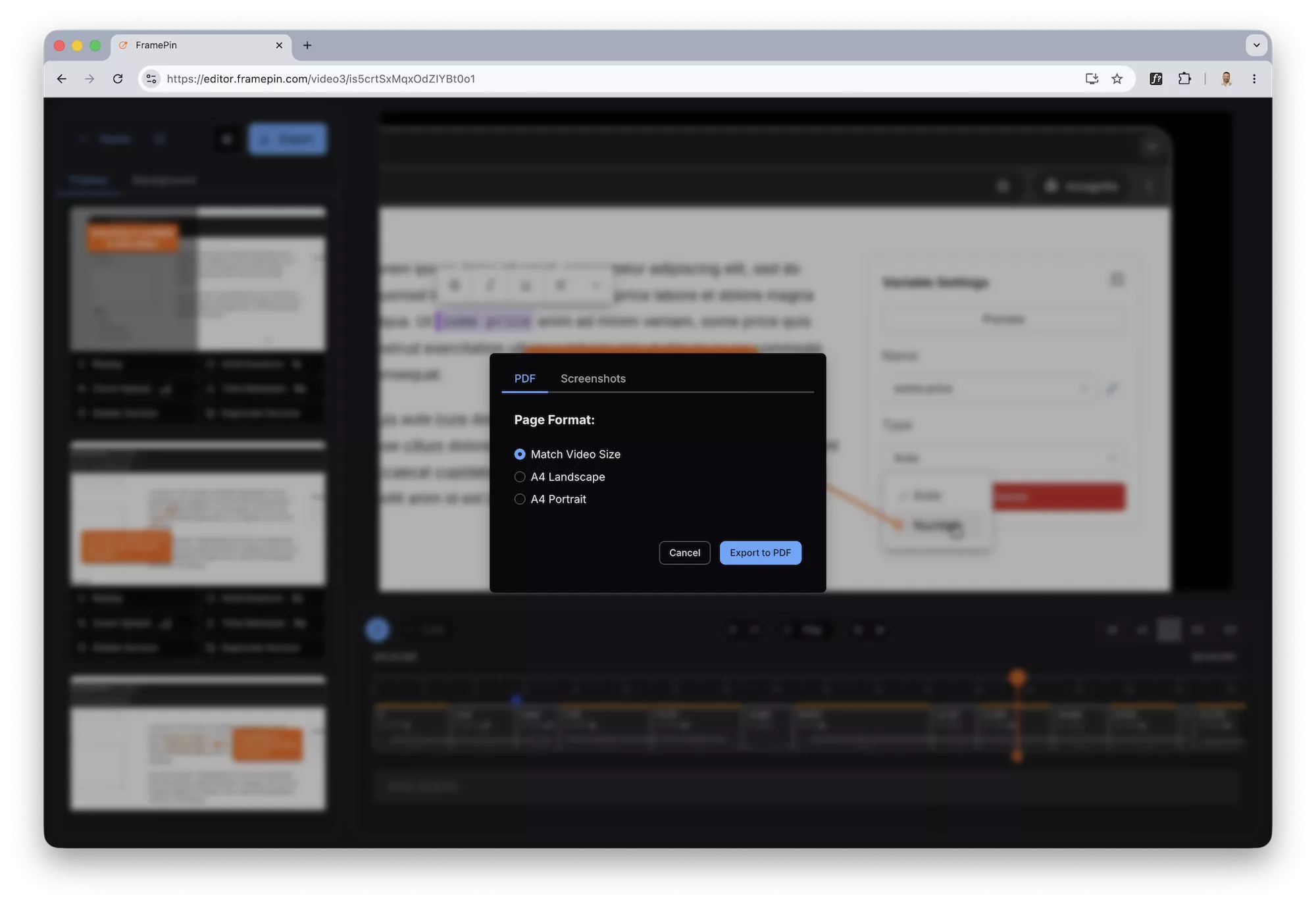 FramePin Editor - export pdf